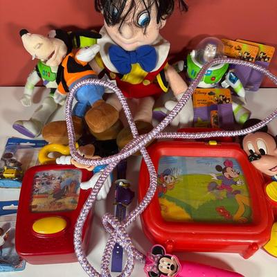 LOT 116C: Disney Collectibles - Wind Up Musical Toy, Figures, Buzz Lightyear Plush Toys & More