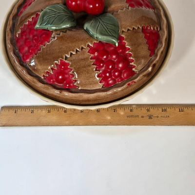 LOT 144B: Fall Leaves Serving Platter, Acorn Cookie Jar, and Cherry Pie Baking Dish