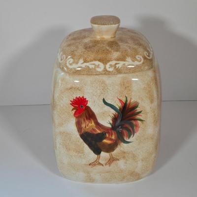 LOT 146B: Rooster Soup Tureen Made in Italy, Cookie Jar, Serving Dishes, Gravy Boat, and Three Small Sitting Hens