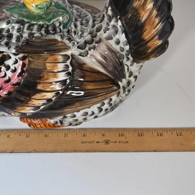 LOT 146B: Rooster Soup Tureen Made in Italy, Cookie Jar, Serving Dishes, Gravy Boat, and Three Small Sitting Hens