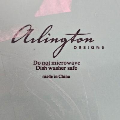 LOT 147B: Retro Plastic Tray , Four Square Cocktails Platters Made in Poland, and Three Round Arlington Design Dishes