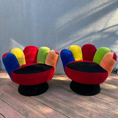 LOT 153C: Two Multicolor Lumisource Mitt Chairs