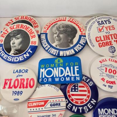 LOT 165B: Collection of Political Buttons - Clinton, Mondale, Kerry, Obama and More
