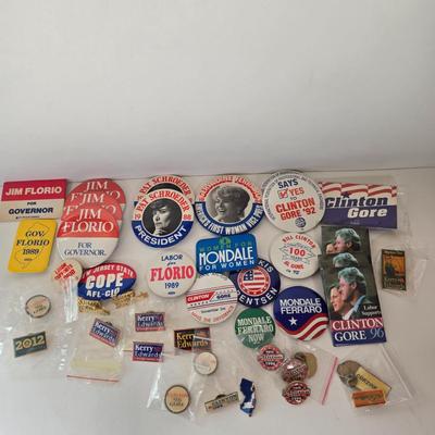 LOT 165B: Collection of Political Buttons - Clinton, Mondale, Kerry, Obama and More