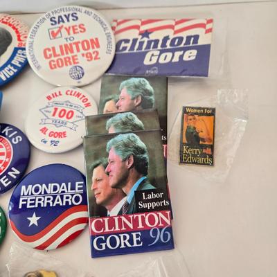 LOT 165B: Collection of Political Buttons - Clinton, Mondale, Kerry, Obama and More