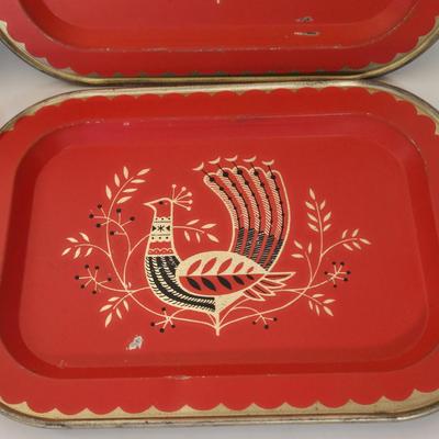 LOT 166B: Vintage 1960's Maxey Peacock Metal Snack Trays & more - Various Sizes