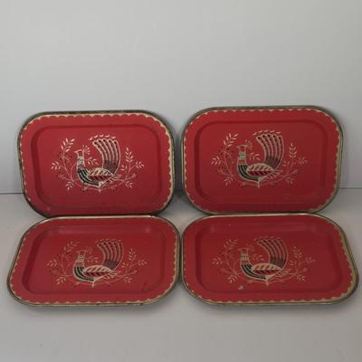 LOT 166B: Vintage 1960's Maxey Peacock Metal Snack Trays & more - Various Sizes