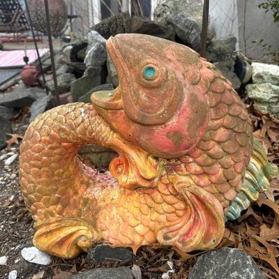 LOT 179C: 16” Tall Concrete Fish Garden Fountain