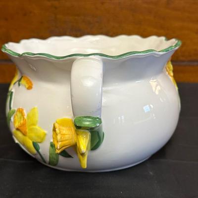 Vintage Ceramic Sunflower Pitcher, Flower Bowl Pot & Pineapple Tile