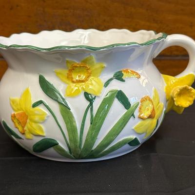 Vintage Ceramic Sunflower Pitcher, Flower Bowl Pot & Pineapple Tile