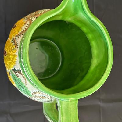 Vintage Ceramic Sunflower Pitcher, Flower Bowl Pot & Pineapple Tile