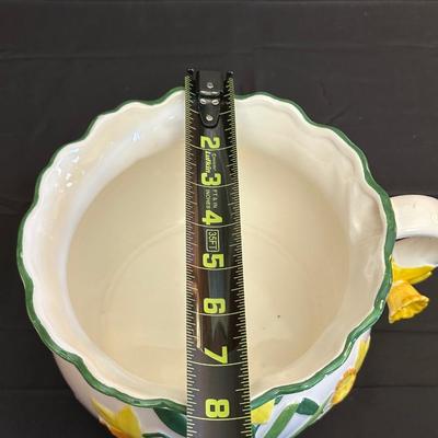 Vintage Ceramic Sunflower Pitcher, Flower Bowl Pot & Pineapple Tile