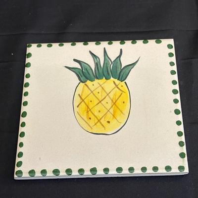 Vintage Ceramic Sunflower Pitcher, Flower Bowl Pot & Pineapple Tile