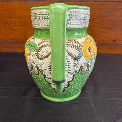 Vintage Ceramic Sunflower Pitcher, Flower Bowl Pot & Pineapple Tile