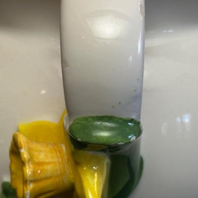 Vintage Ceramic Sunflower Pitcher, Flower Bowl Pot & Pineapple Tile