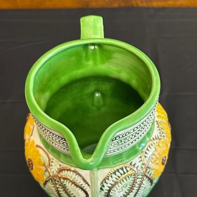 Vintage Ceramic Sunflower Pitcher, Flower Bowl Pot & Pineapple Tile