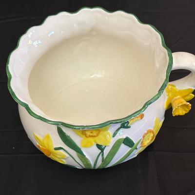 Vintage Ceramic Sunflower Pitcher, Flower Bowl Pot & Pineapple Tile