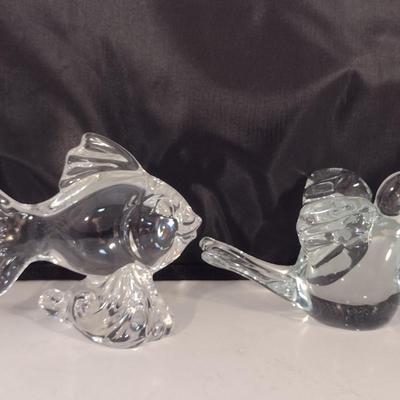Glass/Crystal Animal Figurines- Fish and Bird Designs- Fish is Princess House Pets