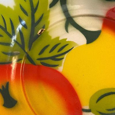 Lot of Vintage Stone Fruit with Tin Bowl and Fruit Themed Biscotti Container