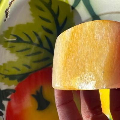 Lot of Vintage Stone Fruit with Tin Bowl and Fruit Themed Biscotti Container