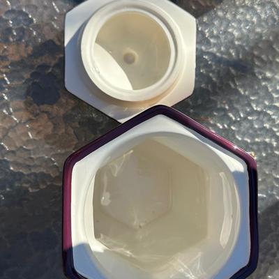 Lot of Vintage Stone Fruit with Tin Bowl and Fruit Themed Biscotti Container