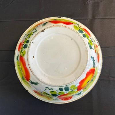 Lot of Vintage Stone Fruit with Tin Bowl and Fruit Themed Biscotti Container