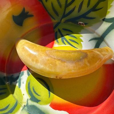 Lot of Vintage Stone Fruit with Tin Bowl and Fruit Themed Biscotti Container