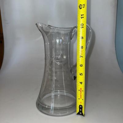 Vintage Etched Glass Pitcher