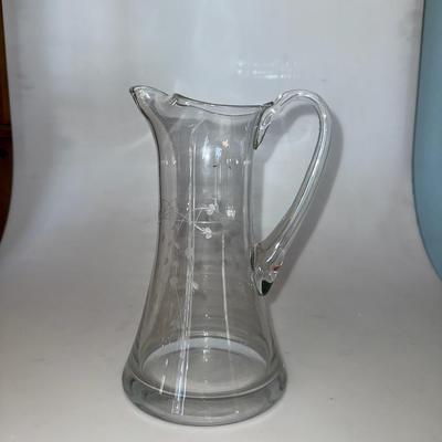 Vintage Etched Glass Pitcher