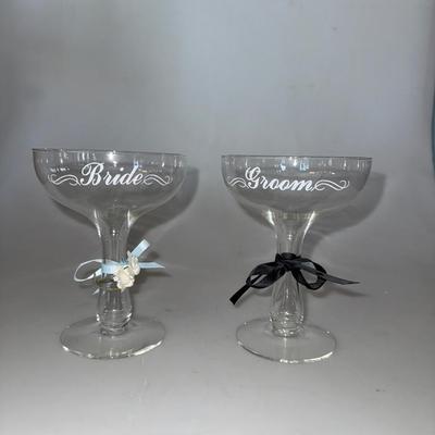 Vintage Bride and Groom Glasses