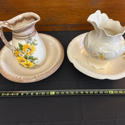 Lot of Two Floral Pitchers & Bowls