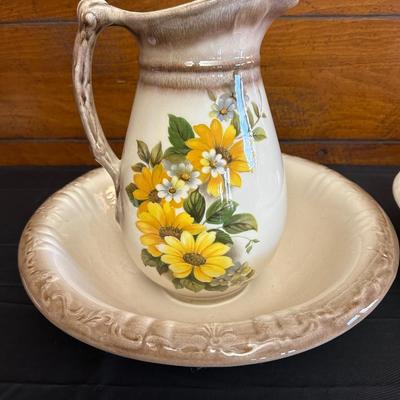 Lot of Two Floral Pitchers & Bowls