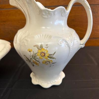 Lot of Two Floral Pitchers & Bowls