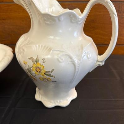 Lot of Two Floral Pitchers & Bowls