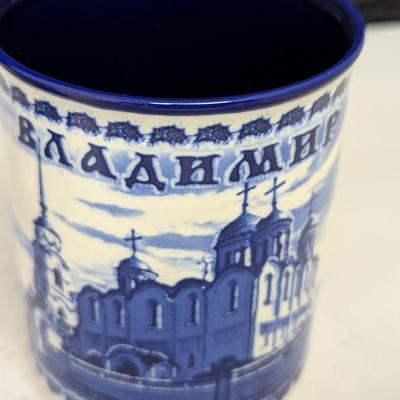 Russian Blue & White Coffee Mugs #73 (HW)