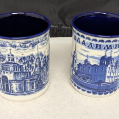 Russian Blue & White Coffee Mugs #73 (HW)