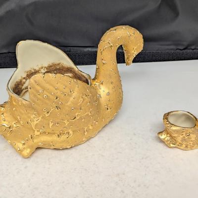 Vintage Decor 22 K Weeping Bright Gold Swan #74 (HW)