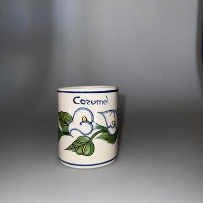 MEXICAN Folk Art Pottery coffee cup signed