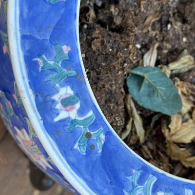 Two Porcelain Planters and a Stand