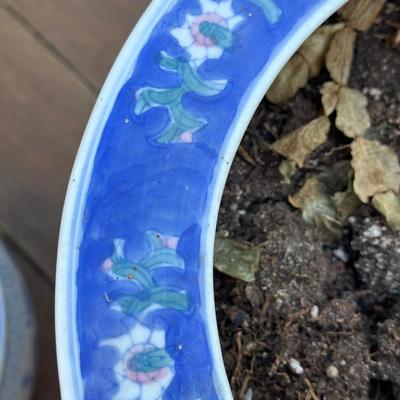 Two Porcelain Planters and a Stand