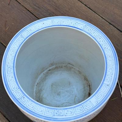 Two Porcelain Planters and a Stand