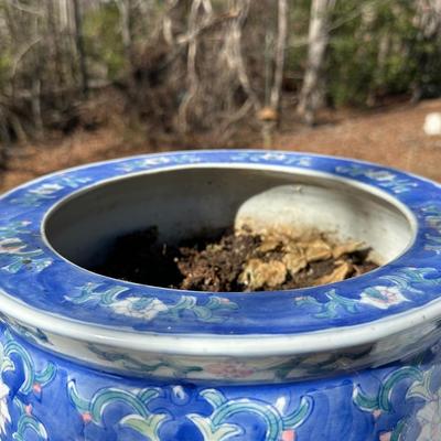 Two Porcelain Planters and a Stand