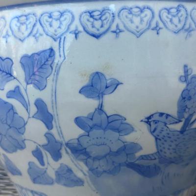 Two Porcelain Planters and a Stand