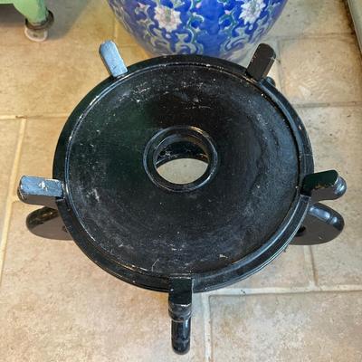 Two Porcelain Planters and a Stand