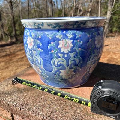 Two Porcelain Planters and a Stand