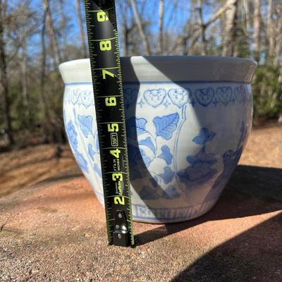 Two Porcelain Planters and a Stand