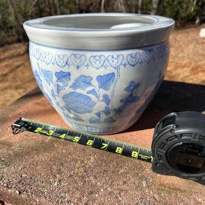 Two Porcelain Planters and a Stand