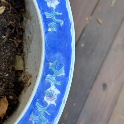 Two Porcelain Planters and a Stand