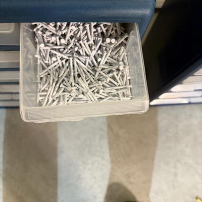 Plastic Storage Drawers – 42 Compartment Organizer (lot of 2) w/ items inside