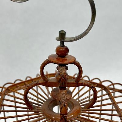 Vintage Bird Cage with 2 ceramic bowl feeders